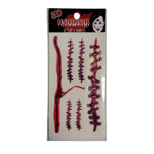 Adesivo de Papel Tatuagem Fake Cicatriz Halloween