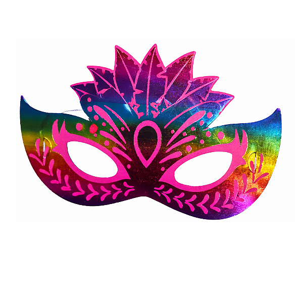 Máscara Penas Tons Neon – 12 Unidades – Pink