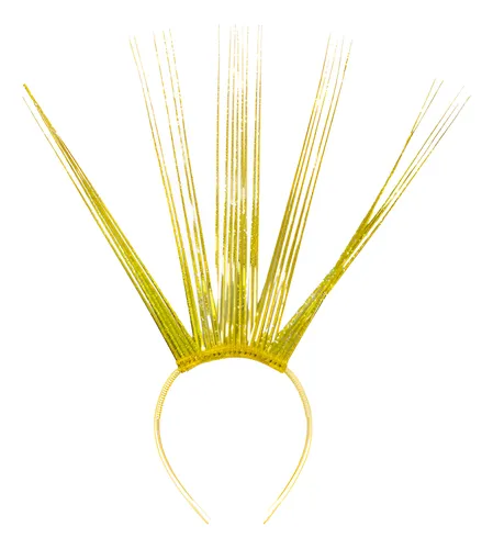 Tiara com Tiras Brilhante – 1 Unidade – Dourado (32 x 45 cm)