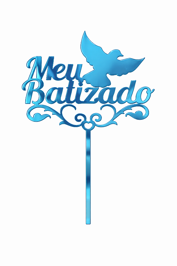 Topo de Bolo Acrílico Batizado Azul – 18 cm x 12 cm