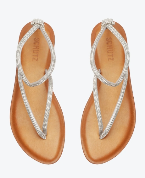 Schutz 995-Sandalia Salto Rasteiro S 21651 0016 0003 373-Strass