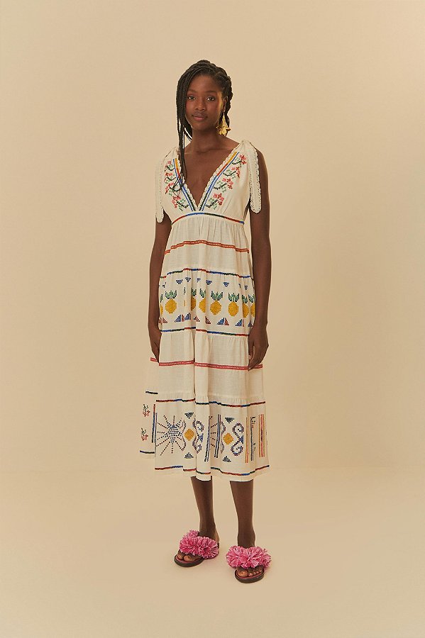 Farm 705-Vestido Longo 329721 413-Off White