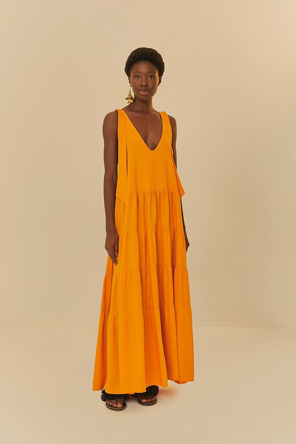 Farm 705-Vestido Longo 330138 162-Amarelo Ouro