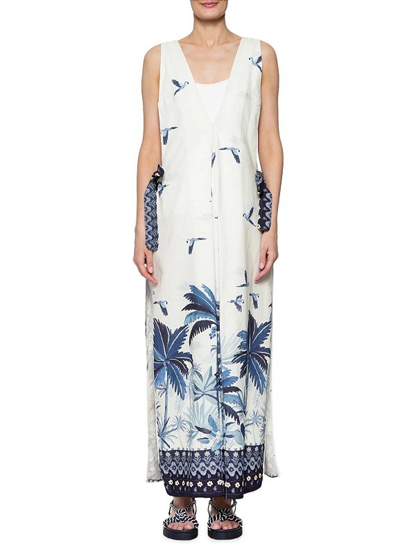 Farm 705-Vestido Longo 333207 Branco/Azul
