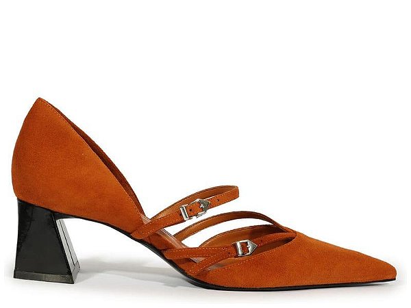 Schutz 1016-Calcado Fechado Salto Medio S 22147 0003 0001 70-Caramelo