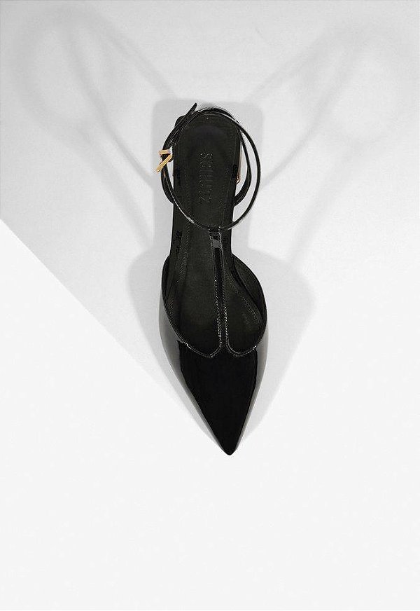 Schutz 1015-Calcado Fechado Salto Rasteiro S 22109 0006 0001 351-Verniz Preto