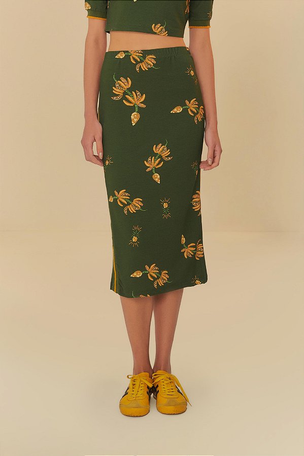 Farm 774-Saia Midi Ly.Color 338586 94-Verde Militar