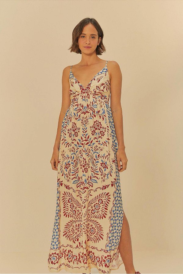 Farm 956-Vestido Cropped 338018 312-Creme/Vermelho
