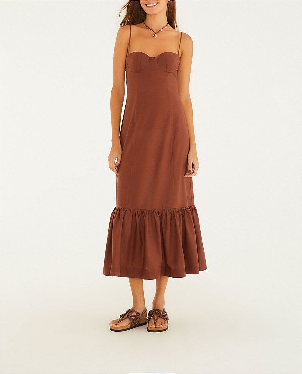Vestido Longo Babados - Farm