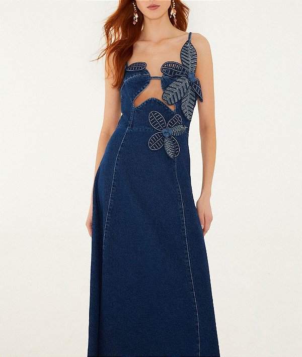Vestido Jeans Flor - Farm