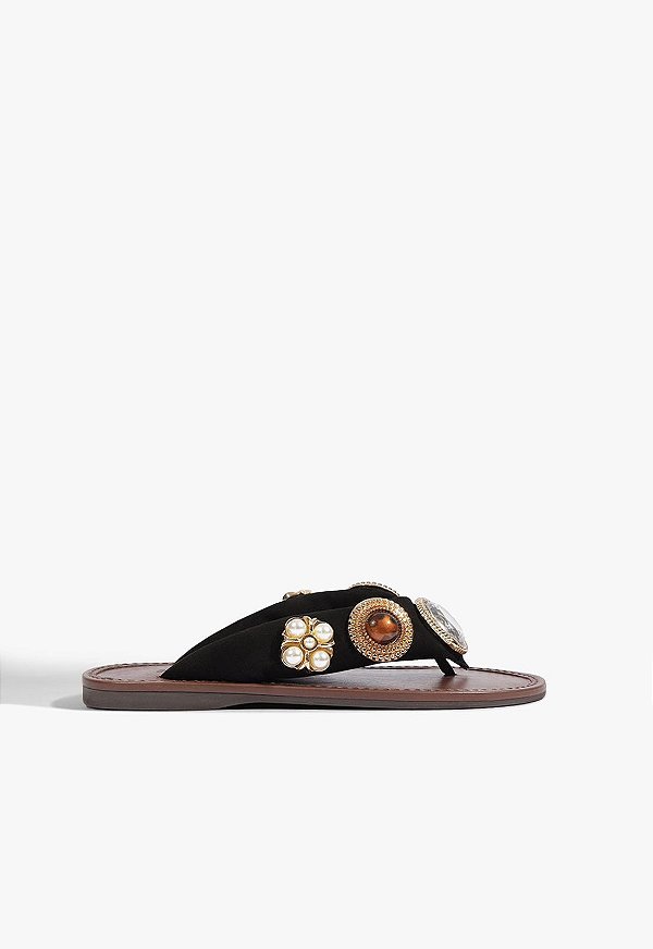 Rasteira Flat Luxo Com Pedras - Schutz