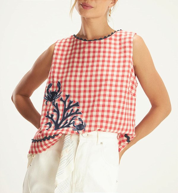 Blusa Vichy Bordado - Cantão