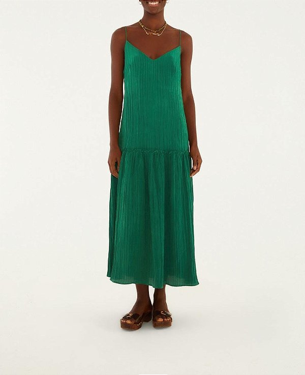 Vestido Midi Plissado - Farm