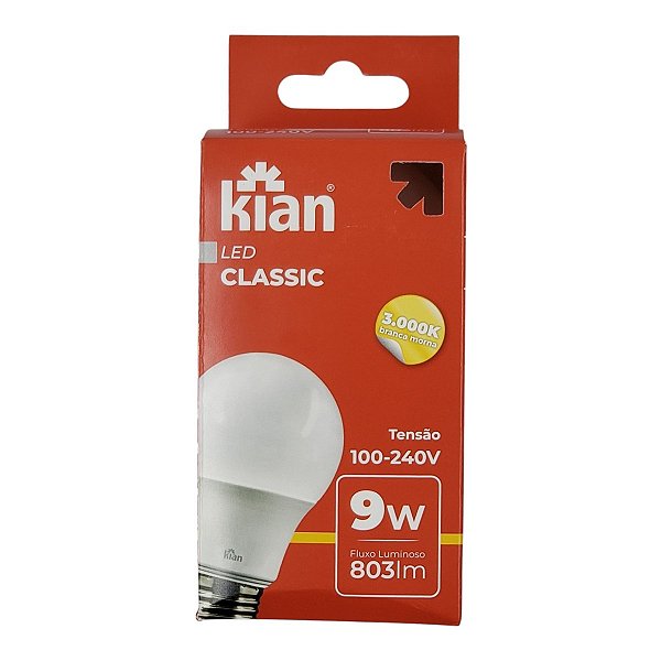 LAMPADA DE LED BULBO A 9W 3,0K BIV E27 KIAN 10057