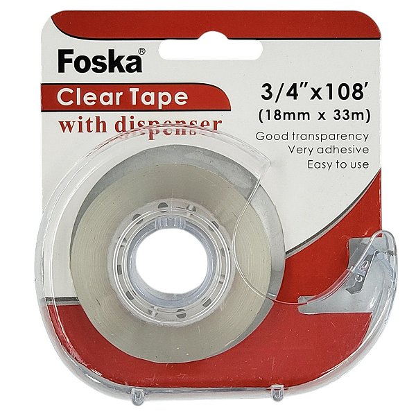 Fita Adesiva Transparente Com Dispenser 18Mm X 33M Foska Bci10T