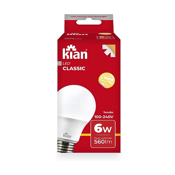 Lâmpada De Led Bulbo Kian A 6W 3,0K Biv E27 10055