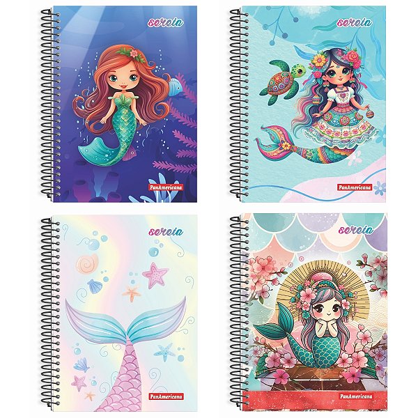 Caderno Universitário Capa Dura Sereia 10 Matérias 160 Folhas