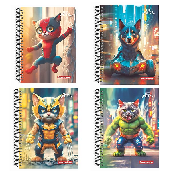 Caderno Universitário Capa Dura Super Pets 10 Matérias 160 Folhas
