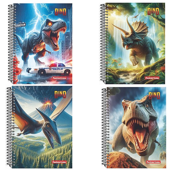 Caderno Universitário Capa Dura Dino 10 Matérias 160 Folhas