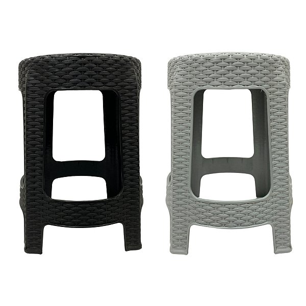 Banqueta Premium Rattan Cinza ou Preta