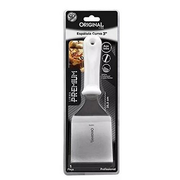 Espátula Curva 3" 22,5cm Cabo Branco Aço Inox Original Sl0351