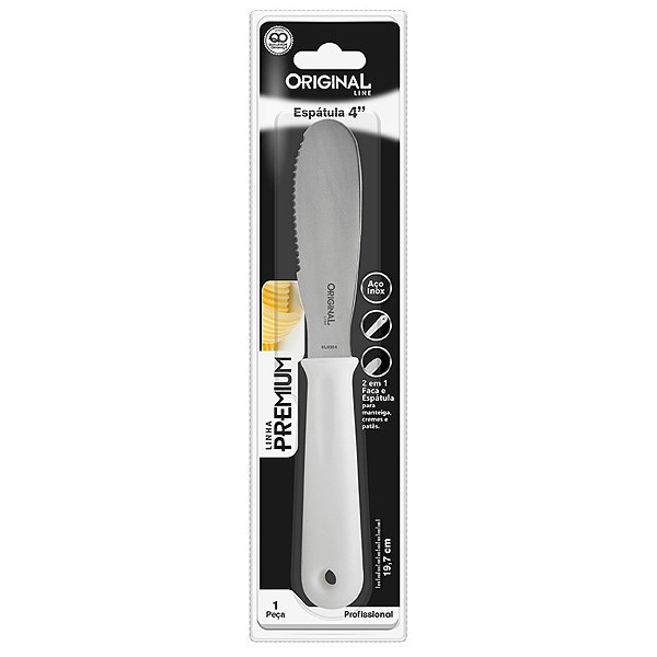 Espátula Para Manteiga E Patês 4" 19,7cm Cabo Branco Aço Inox Original Sl0354