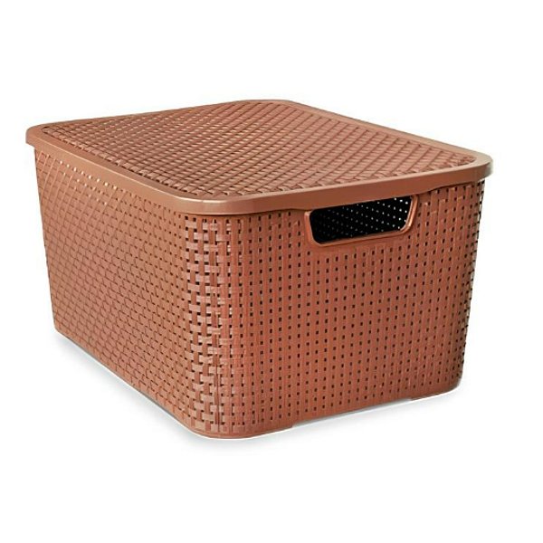 Organizador Rattan Com Tampa Arqplast 7 Lts Marrom 25587