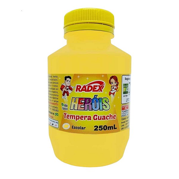 Tinta Guache Escolar Amarela 250ml Heróis 2566