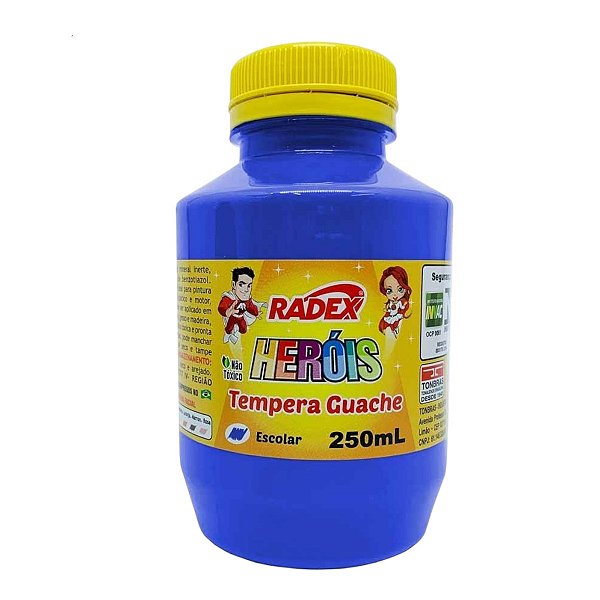 Tinta Guache Escolar Azul 250ml Heróis 2567