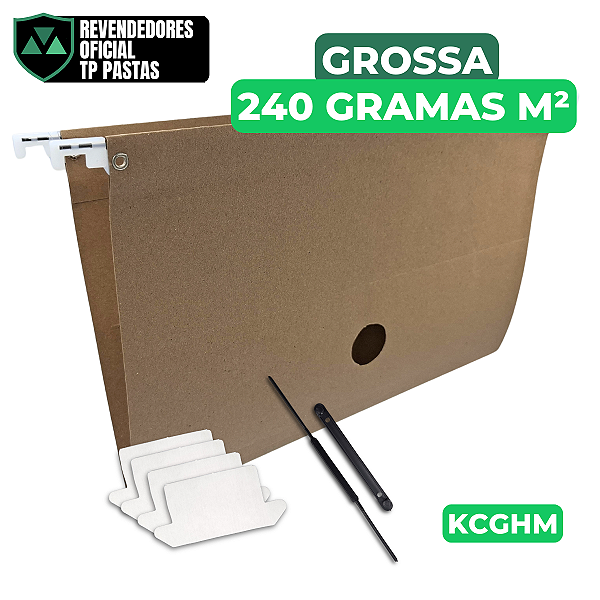 Pasta Suspensa Kraft Grossa 240Gm² Haste de Metal Completa 50 Unidades