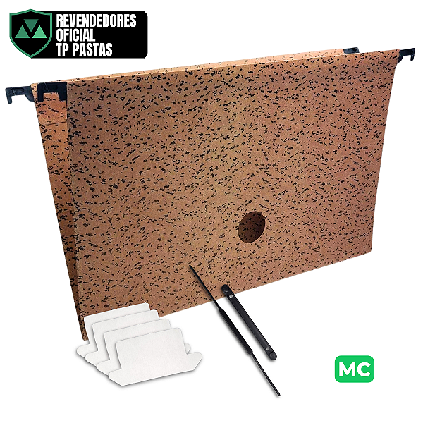 Pasta Suspensa Marmorizada Castanho 200Gm² Haste PVC Completa 50 Unidades