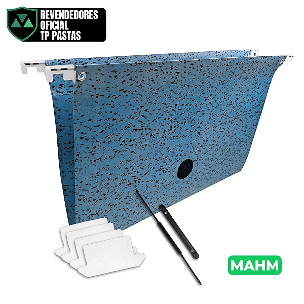 Pasta Suspensa Marmorizada Azul 200Gm² Haste Metal Completa 50 Unidades