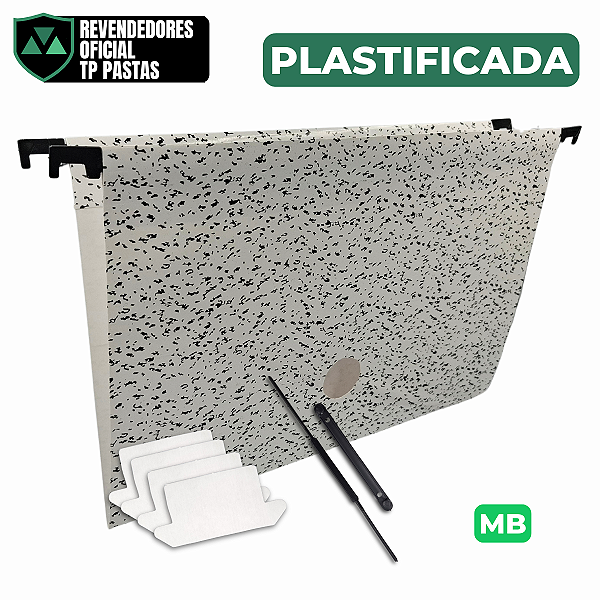 Pastas Suspensa Marmorizada Branca 200Gm² Plastificada Haste PVC Completa 50 Unidades