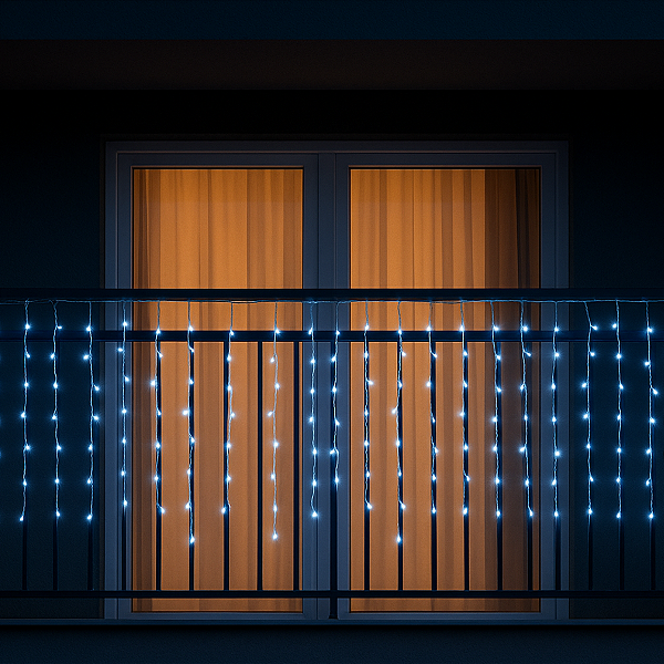 PISCA PISCA CASCATA USO MISTO 400 LEDS BRANCO BIVOLT 6W 10 METROS FIO VERDE GLOBALBR 34008