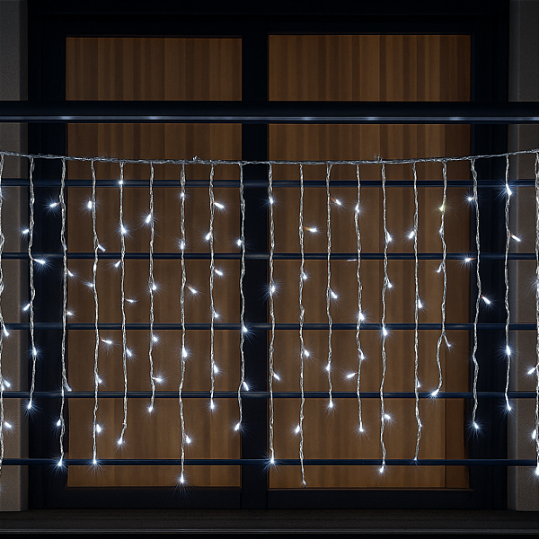 PISCA PISCA CASCATA USO MISTO 200 LEDS BRANCO BIVOLT 6W 5 METROS FIO TRANSPARENTE GLOBALBR 21807