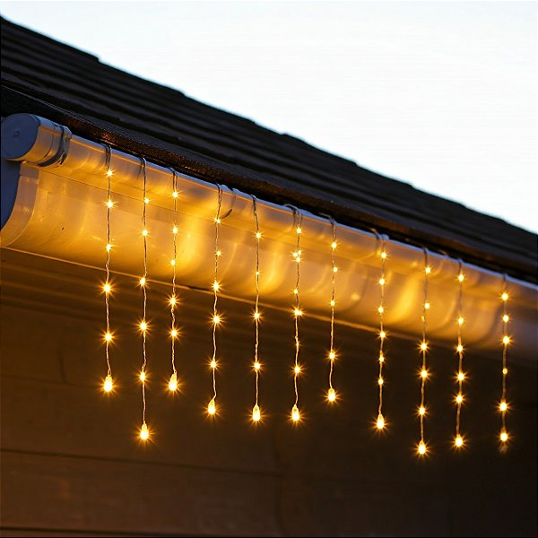 PISCA PISCA CASCATA USO INTERNO 200 LEDS WARM 127V 6W 5 METROS FIO BRANCO GLOBALBR 11800