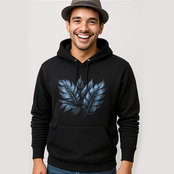 Blusa de Moletom - Estampa tom sobre tom - com Capuz e Bolso Canguru