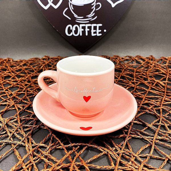 Xicaras de café hauscraft em porcelana rosa 90ml