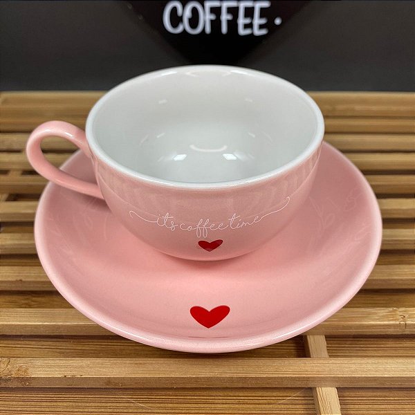 Xicaras de café hauscraft em porcelana rosa 160ml