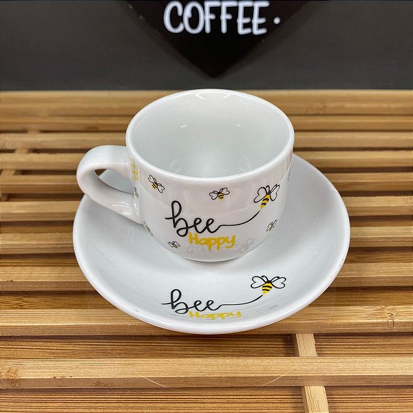 JOGO DE XICARAS HAUSCRAFT BEE EM PORCELANA - 90ML