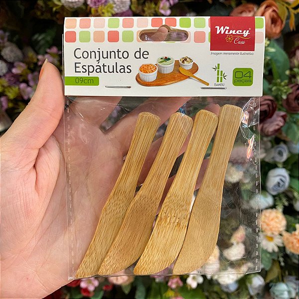 ESPATULA PATE / MANTEIGA DE BAMBU COM 4 PECAS 9CM