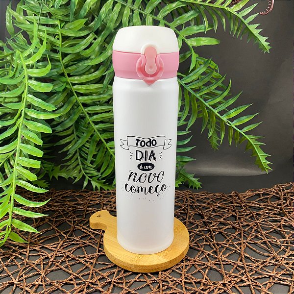 GARRAFA SQUEEZE DE ALUMINIO FRASES SORTS C/BOTAO E TRAVA 450ML