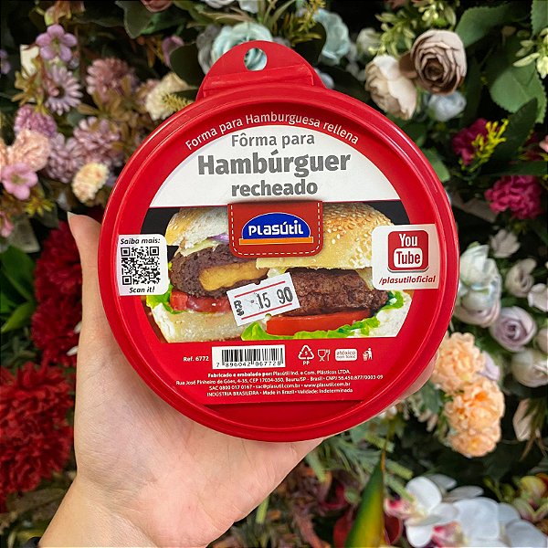 FORMA MODELADORA DE PLASTICO PARA HAMBURGUER RECHEADO 12CM DE Ø