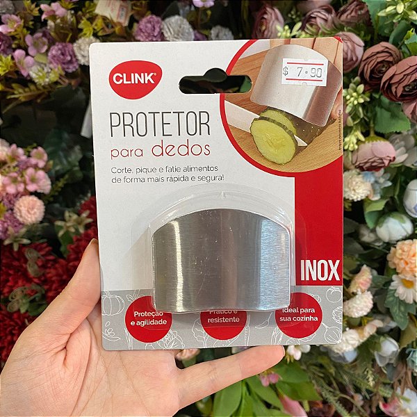 INOX ANEL PROTETOR DE DEDOS P/CORTAR ALIMENTOS 6X4,5X2CM NA CARTELA CK4820 CLINK
