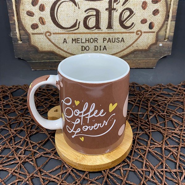 CANECA DE PORCELANA COFFEE LOVERS HAUSKRAFT 330ML