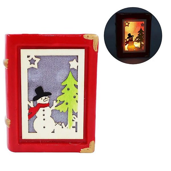 LIVRO DECORATIVO NATALINO COM  LED 12CM