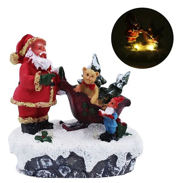 ENFEITE DECORATIVO PAPAI NOEL 9CM  COM LED