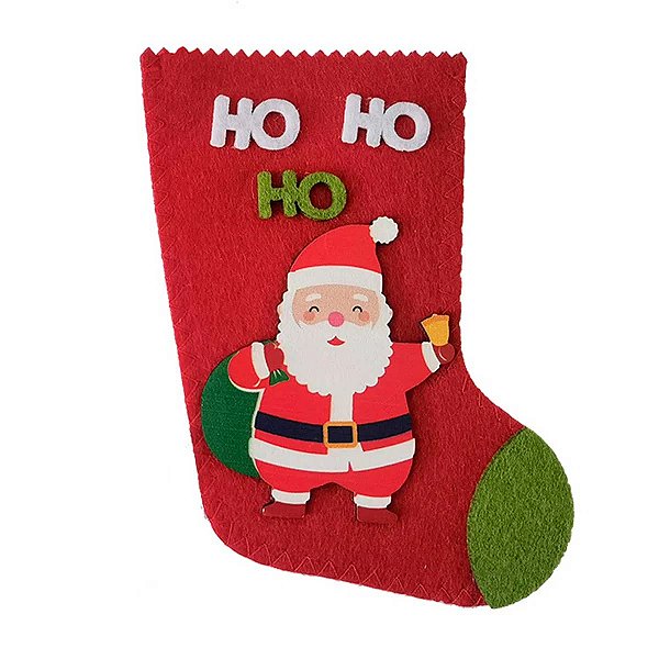 ENFEITE MEIA NATALINA FELTRO 14,5CM