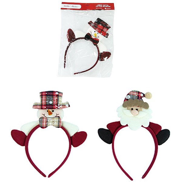 TIARA DE NATAL C/BONECO DE PELUCIA SORTIDOS