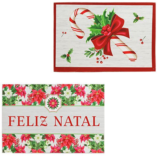 TAPETE CAPACHO DE POLIESTER RETANGULAR ESTAMPAS SORTIDAS 60X40CM